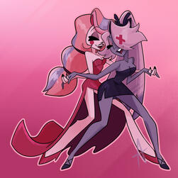 Redraw of a shot from the song "Easy" in Hazbin Hotel.