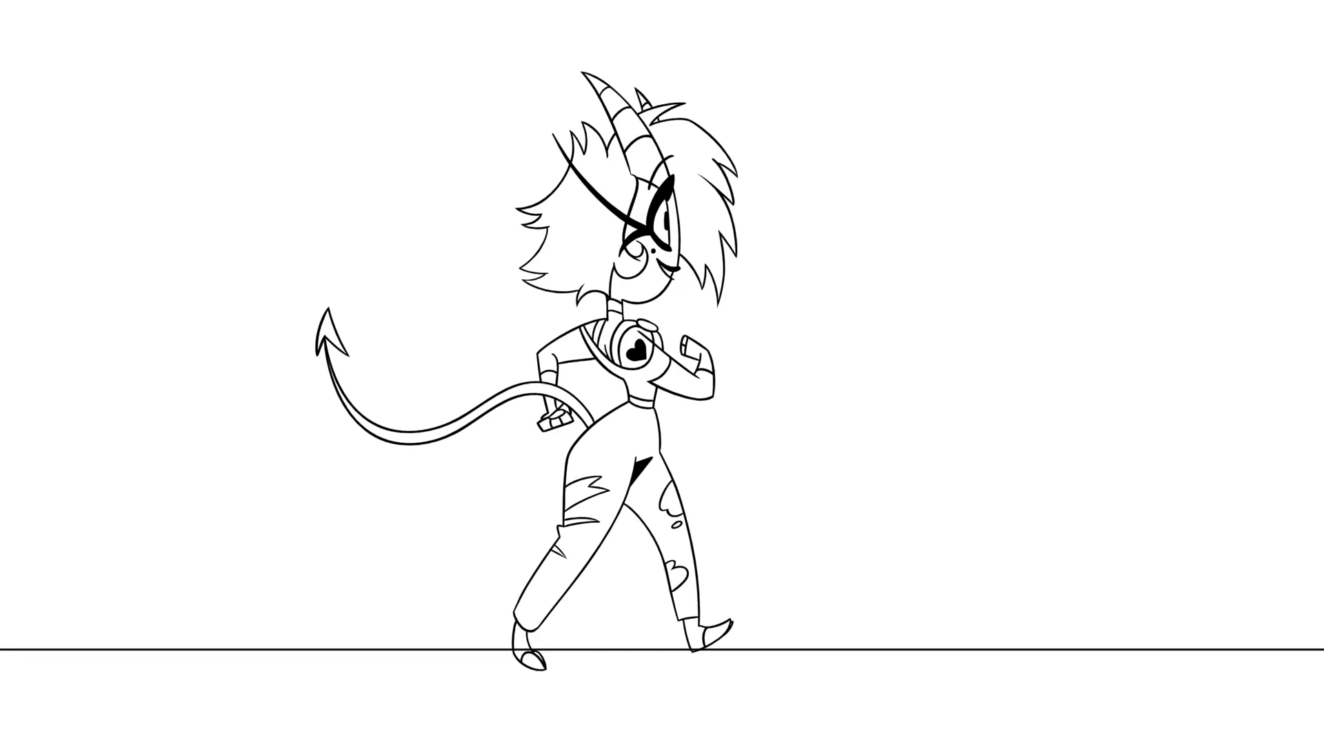 Ft. Millie from Helluva Boss in a walk cycle